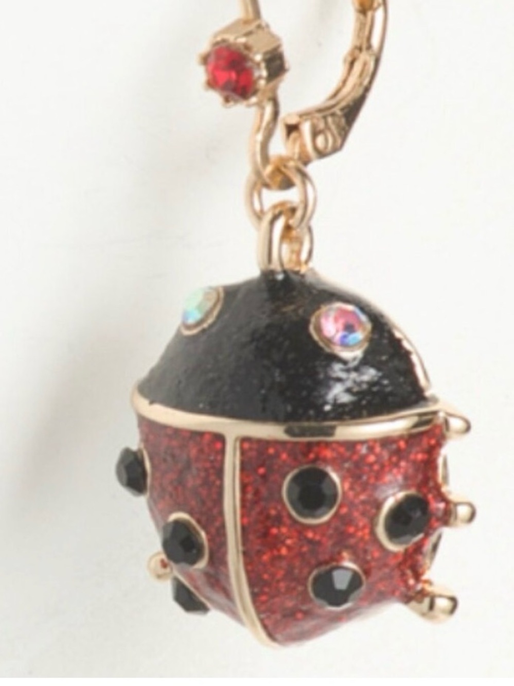 New Betsey johnson Gold-Tone Red and Black Ladybug Drop Earring - Picture 4 of 8